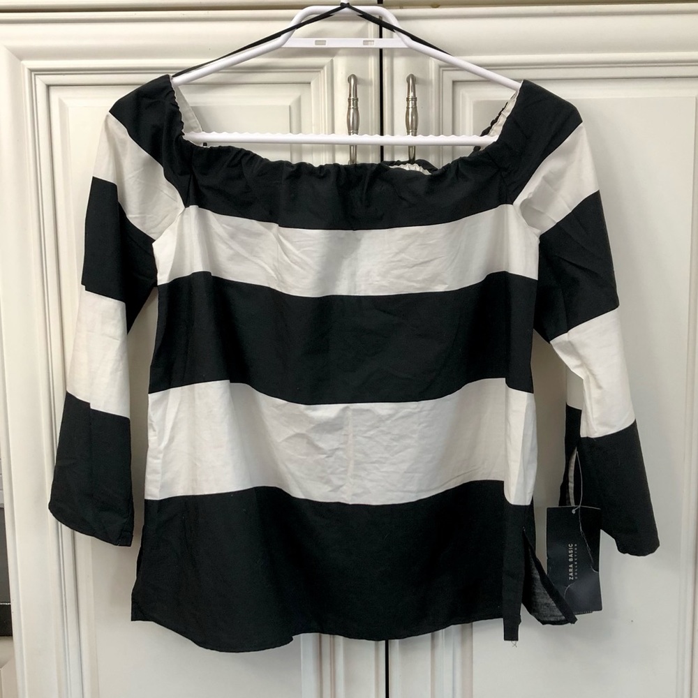 NWT Zara pretty striped ladies s/s blouse